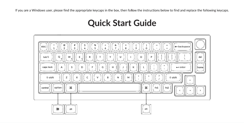Página 1 del manual Guía de inicio rápido Keychron Q2 Pro