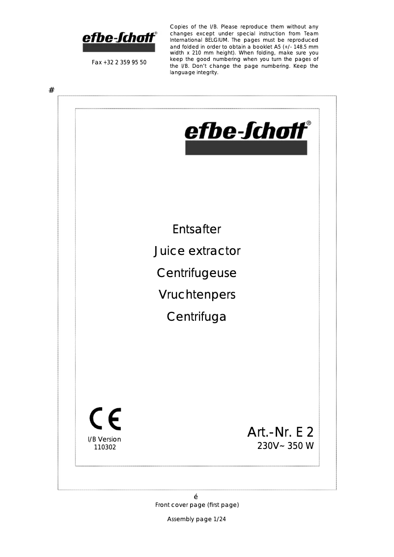 Página 1 del manual Manual de usuario Efbe-Schott E 2