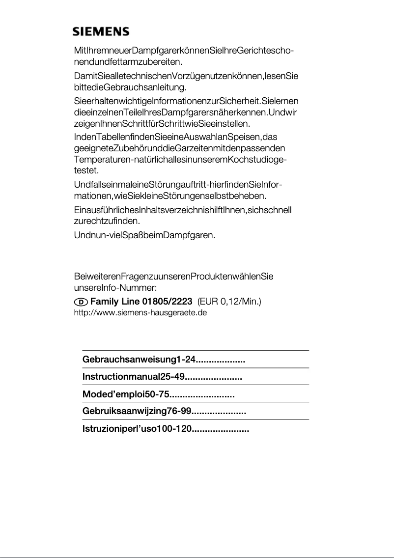 Page n°1 - Manuel utilisateur Siemens HB24D561