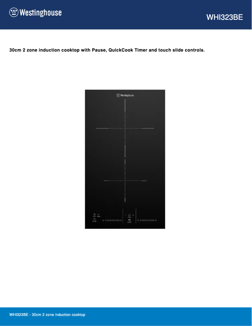 Page 1 de la notice Fiche technique Westinghouse WHI323BE