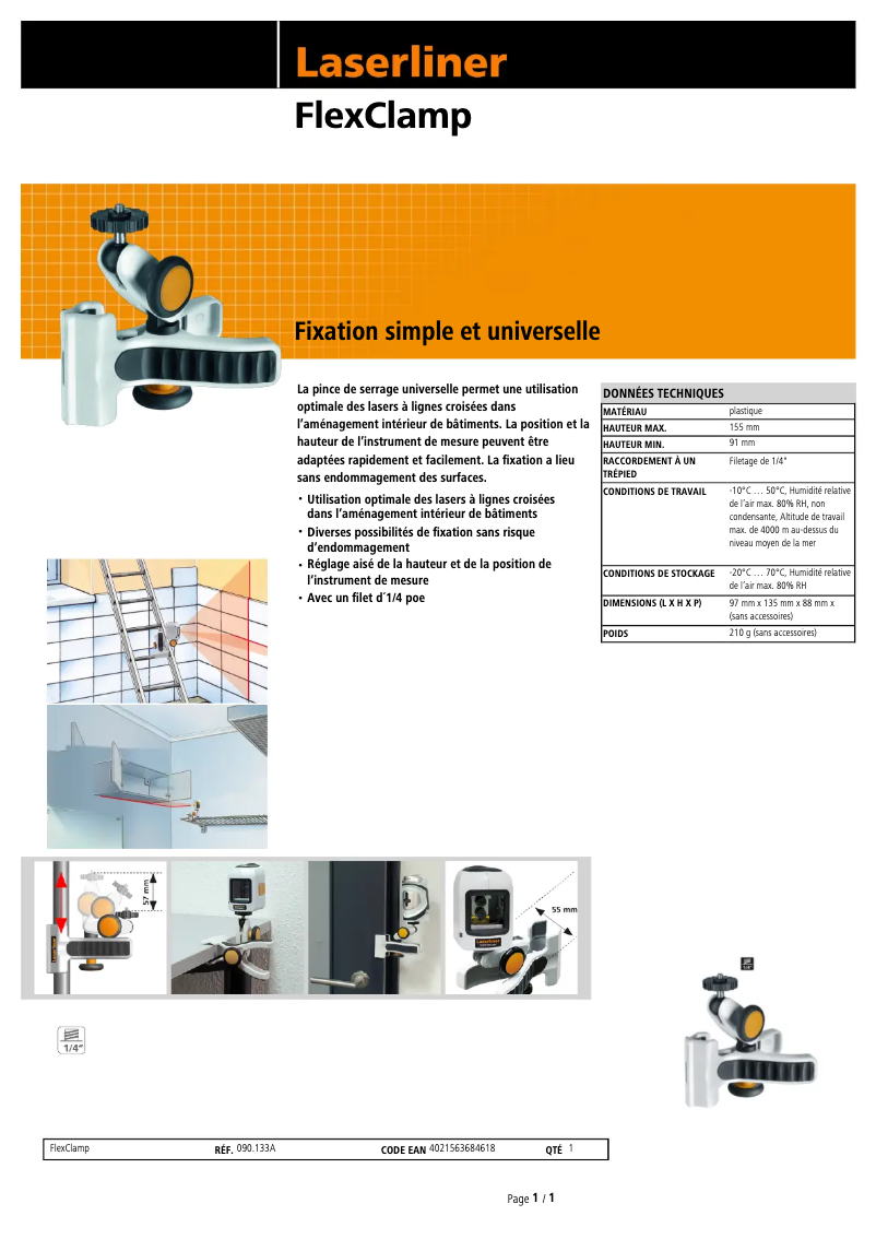 Page 1 de la notice Manuel utilisateur Laserliner FlexClamp