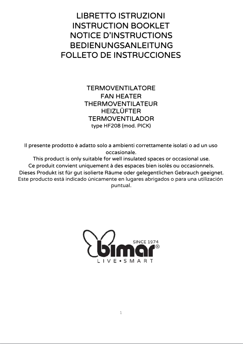 Page 1 de la notice Manuel utilisateur Bimar HF208