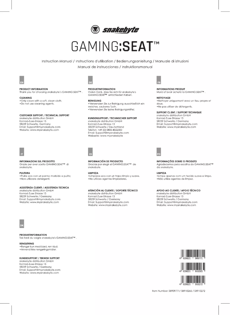 Página 1 del manual Manual de usuario Snakebyte 4 S