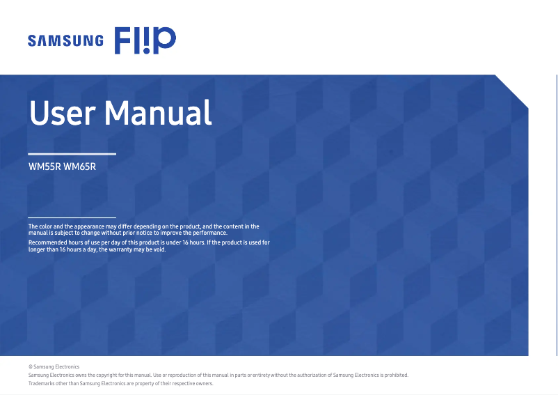 Page n°1 - Manuel utilisateur Samsung Flip WM55R