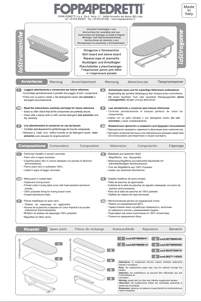 Page n°1 - Manuel utilisateur Foppapedretti LoStiragonne