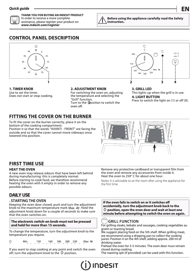 Page n°1 - Manuel utilisateur Indesit IGW 620 IX UK