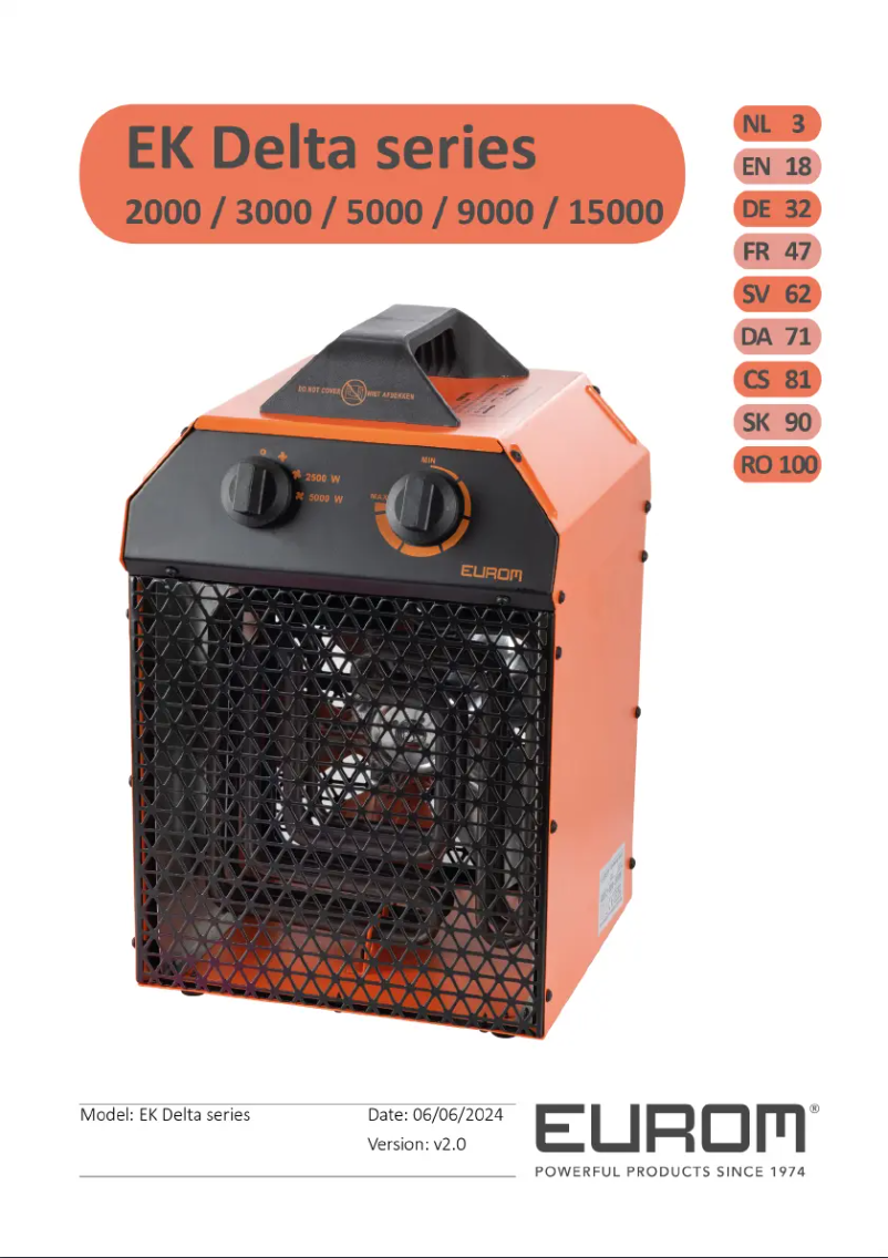 Image de la première page du manuel de l'appareil EK Delta 15000