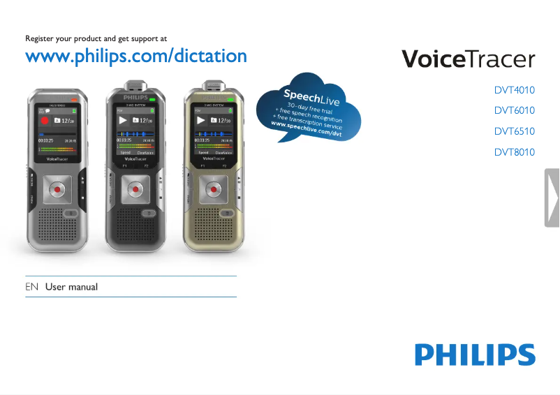 Page n°1 - Manuel utilisateur Philips Voice Tracer DVT8010
