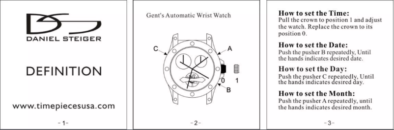 Page n°1 - Manuel utilisateur Daniel Steiger Definition