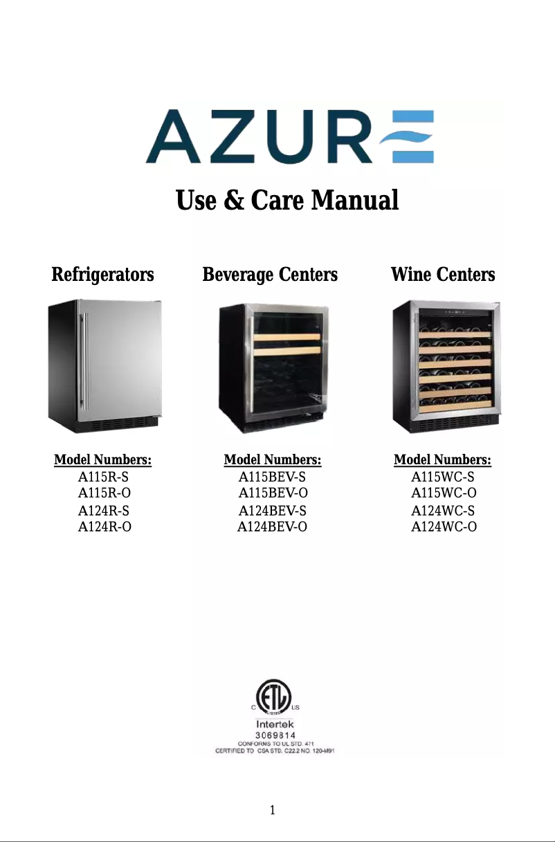 Image de la première page du manuel de l'appareil A115BEV-S