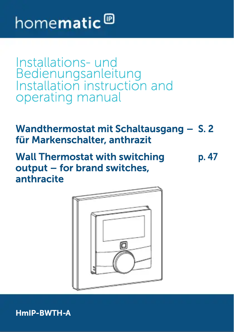 Image de la première page du manuel de l'appareil HmIP-BWTH-A