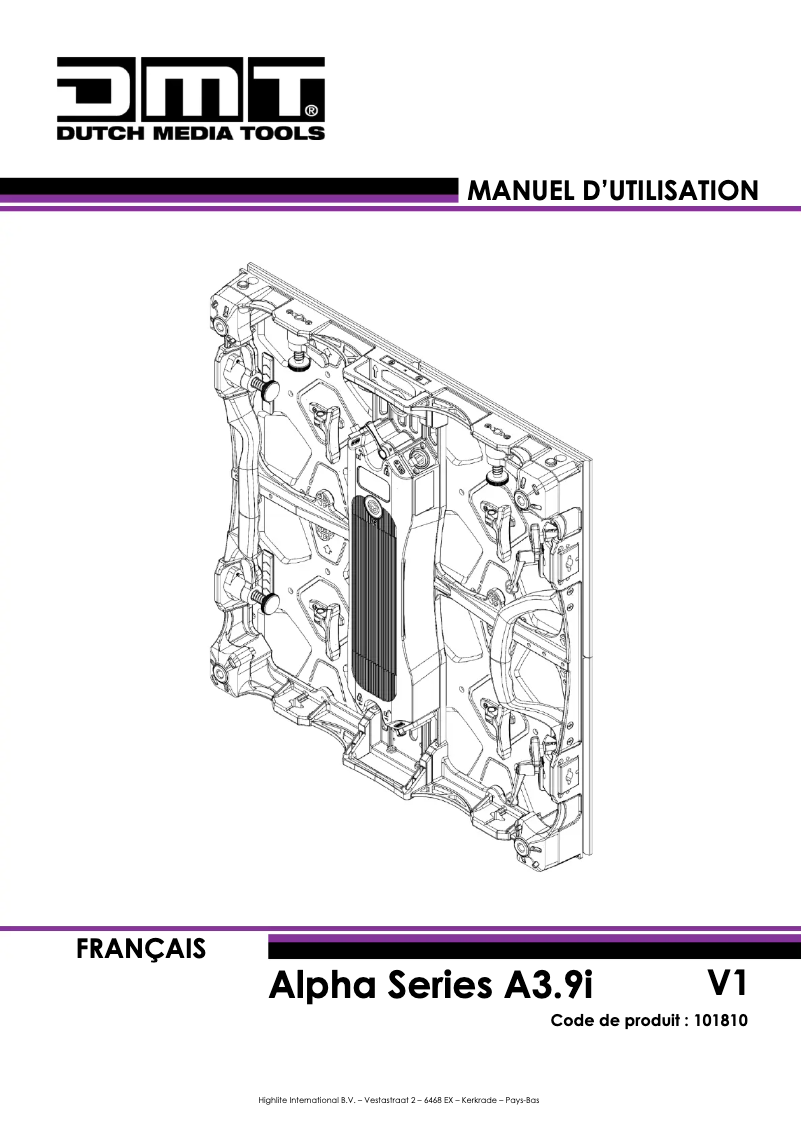 Page n°1 - Manuel utilisateur DMT Alpha Series A3.9i
