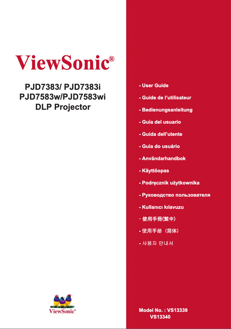 Page 1 de la notice Manuel utilisateur Viewsonic PJD7583w