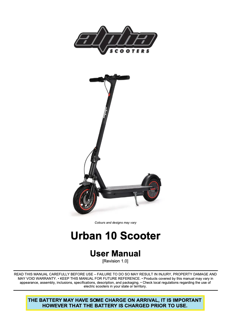 Page 1 de la notice Manuel utilisateur Alpha Urban 10