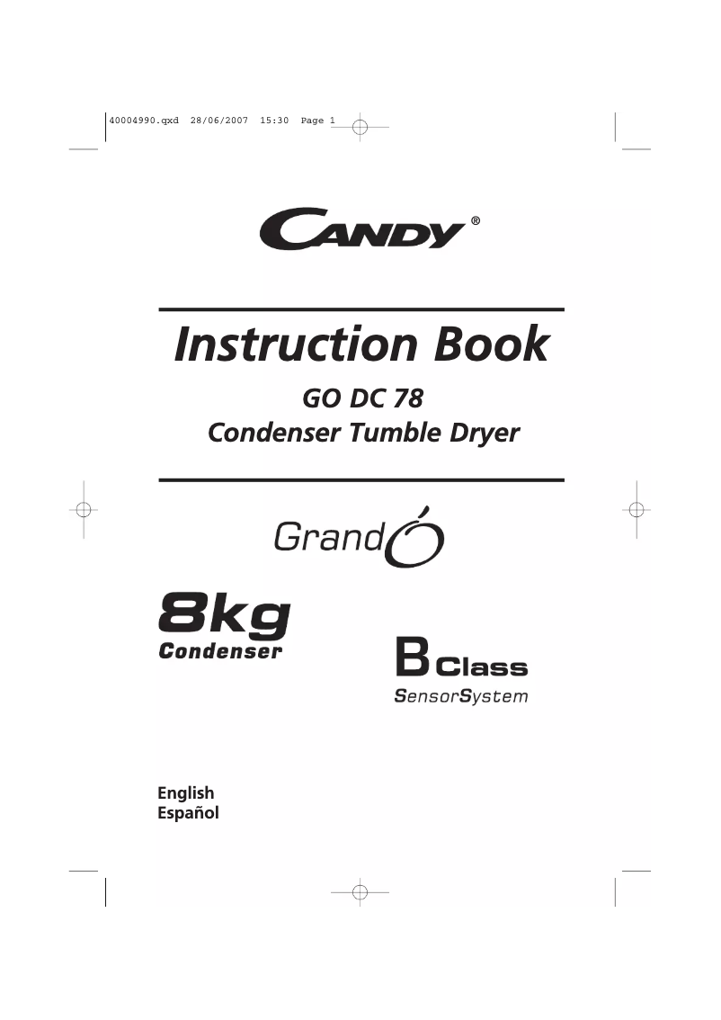 Page 1 de la notice Manuel utilisateur Candy GO DC 778-37