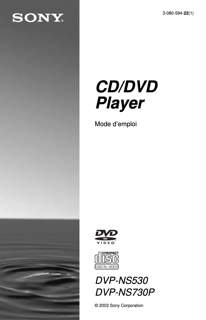 Page n°1 - Manuel utilisateur Sony DVP-NS730P