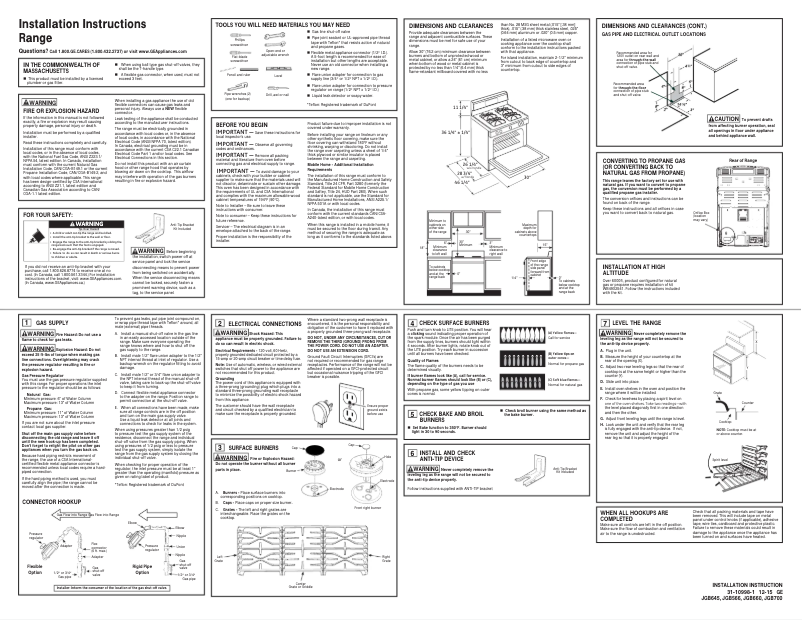 Página 1 del manual Guía de instalación GE JGB750DEFBB