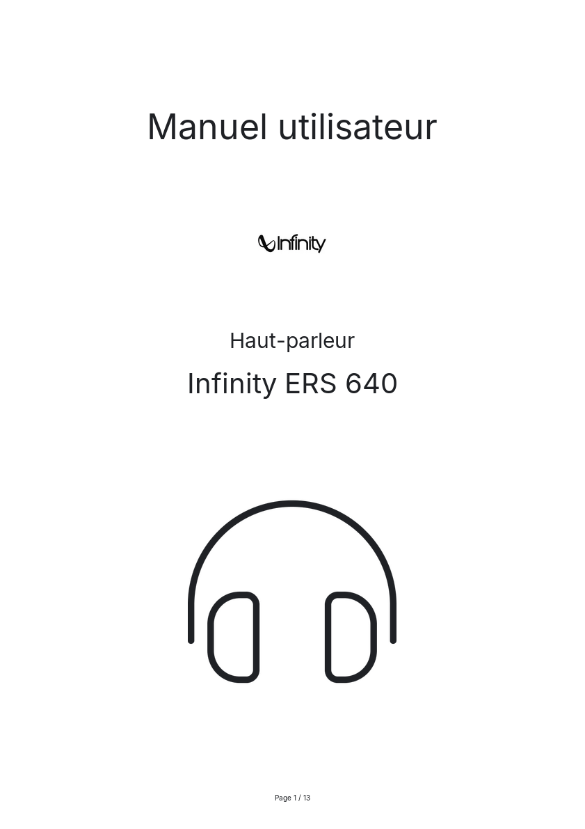 Page n°1 - Manuel utilisateur Infinity ERS 640