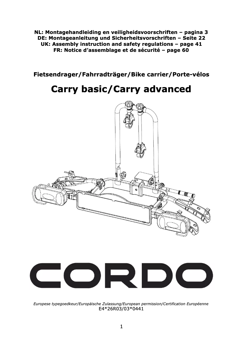 Image de la première page du manuel de l'appareil Carry Basic