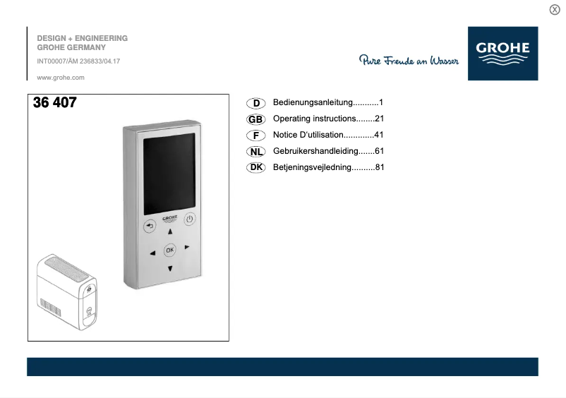Página 1 del manual Manual de usuario Grohe 36 407