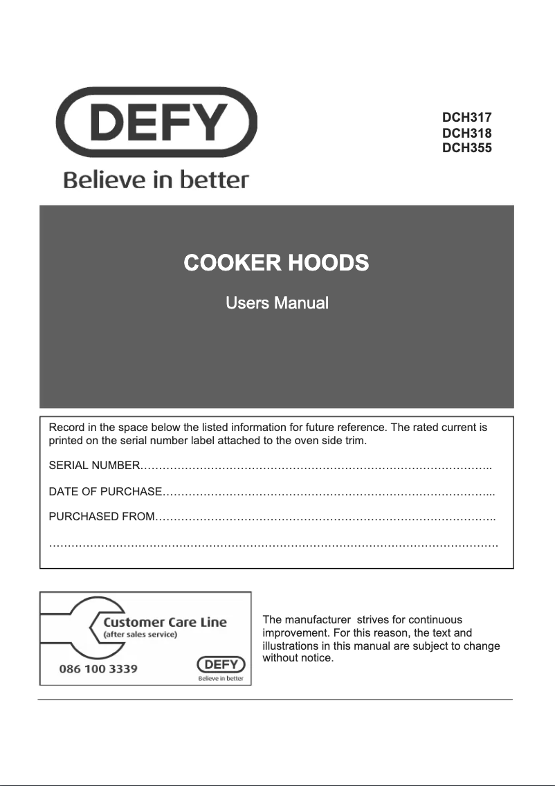 Page n°1 - Manuel utilisateur Defy DCH 317