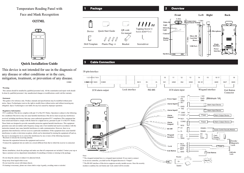 Page n°1 - Guide d'installation Speco Technologies O2TML