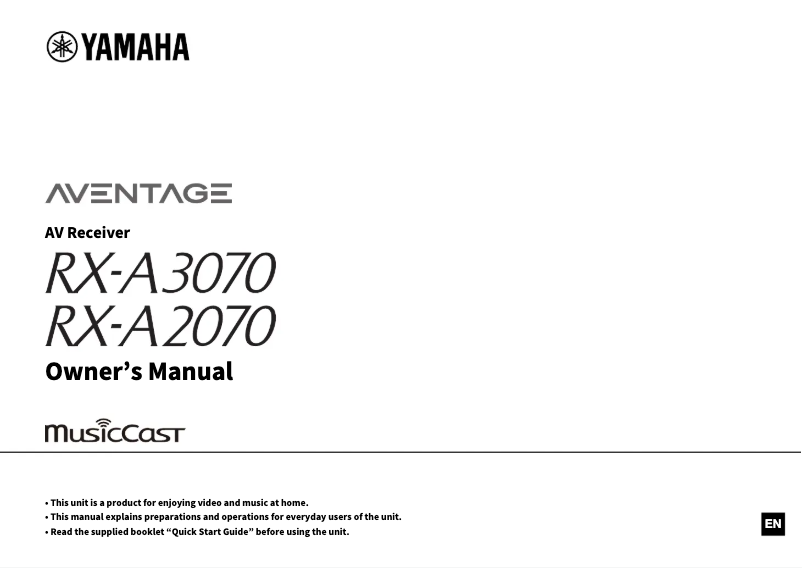 Page 1 de la notice Manuel utilisateur Yamaha Aventage RX-A3070