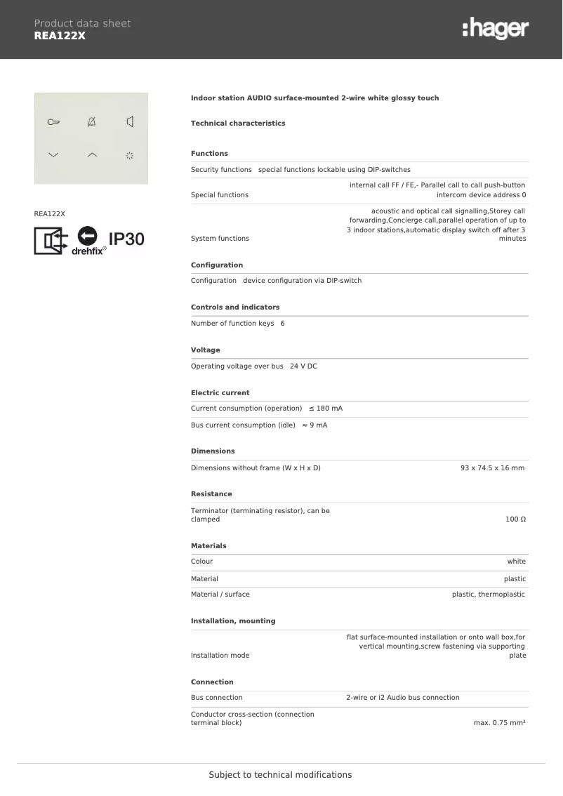 Image de la première page du manuel de l'appareil REA122X