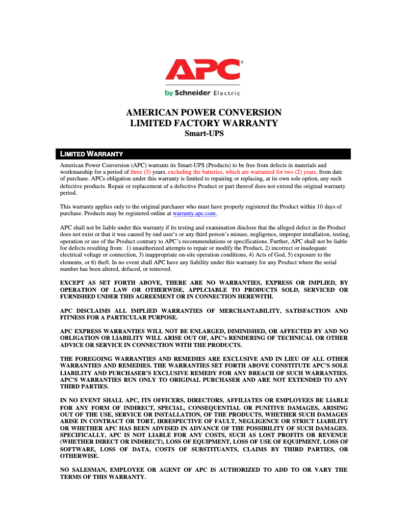 Page n°1 - Manuel utilisateur APC Smart-UPS SMT2200