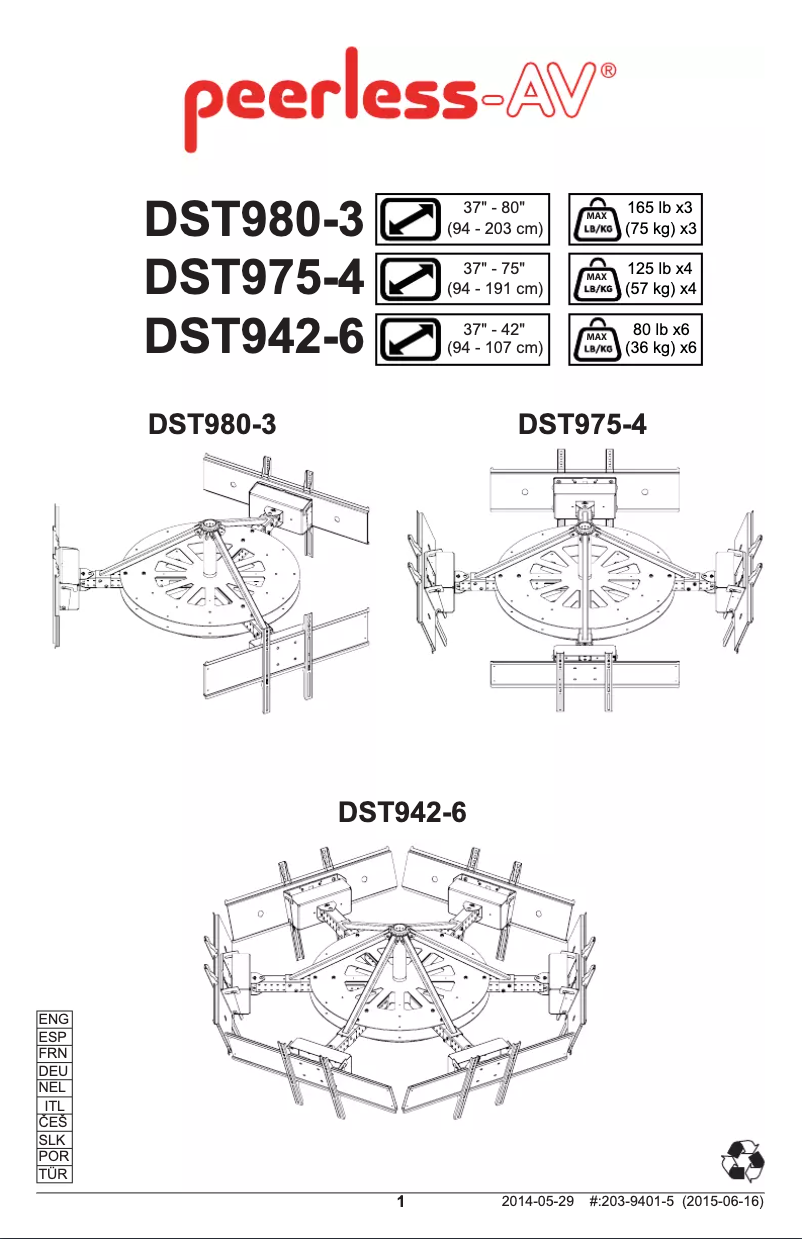 Página 1 del manual Manual de instrucciones Peerless-AV DST980-3
