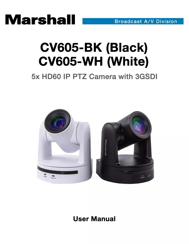 Page 1 de la notice Manuel utilisateur Marshall Electronics CV605-BK