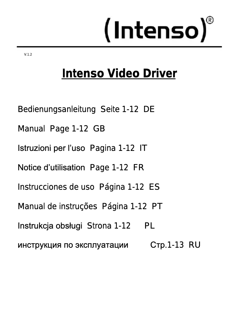 Page 1 de la notice Manuel utilisateur Intenso Video Driver