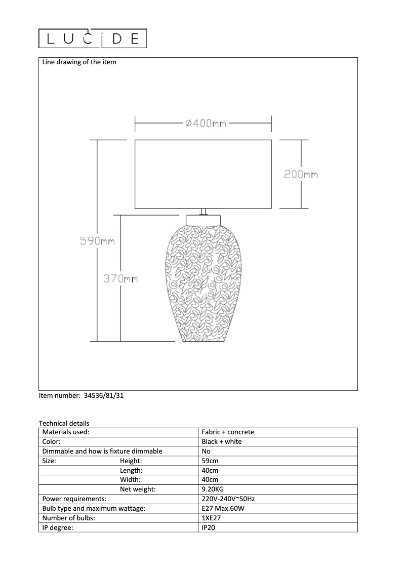 Page n°1 - Manuel utilisateur Lucide Reef 34536/81/31