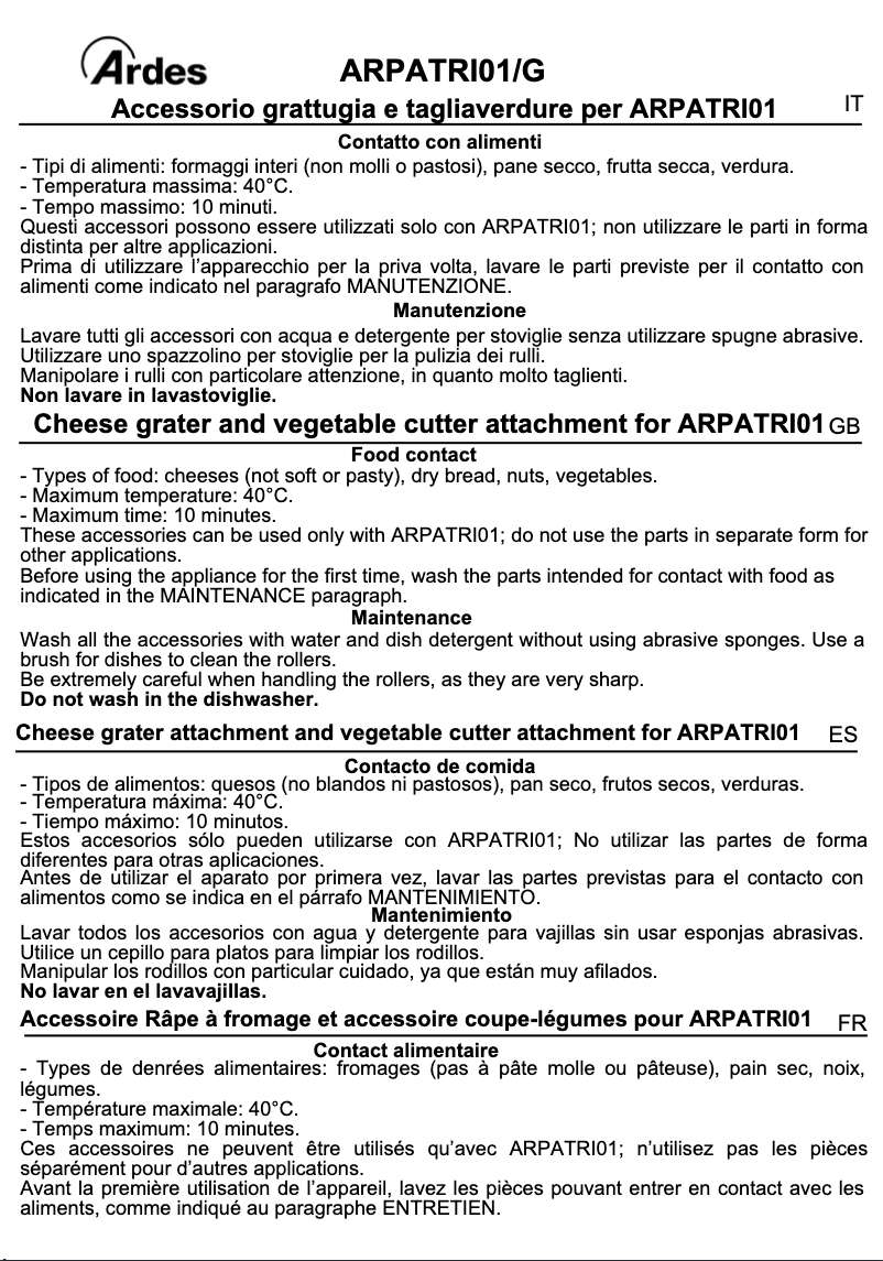 Página 1 del manual Manual de usuario Ardes ARPATRI01/G