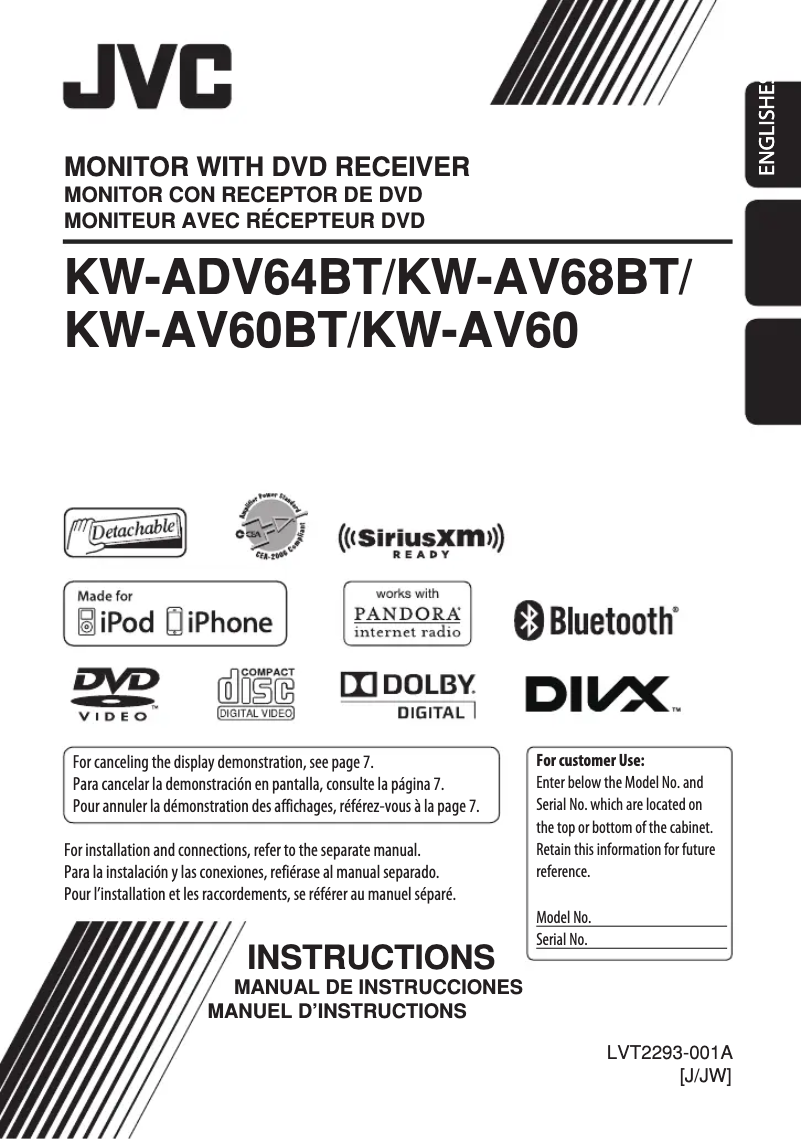 Image de la première page du manuel de l'appareil KW-AV60BTEE