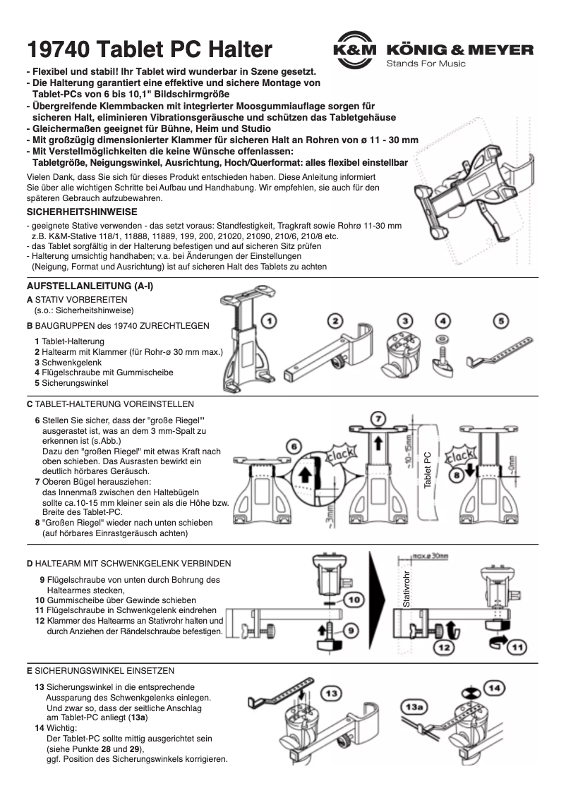 Page 1 de la notice Manuel utilisateur Konig & Meyer 19740