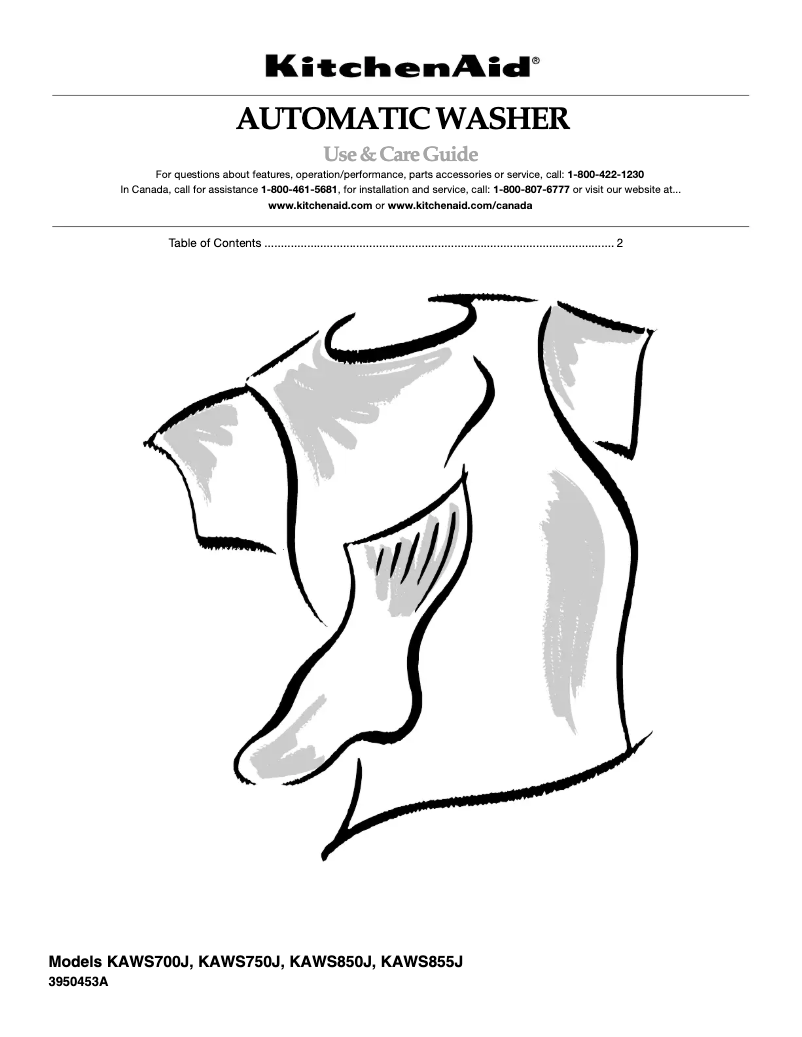 Page 1 de la notice Manuel utilisateur KitchenAid KAWS750JT4