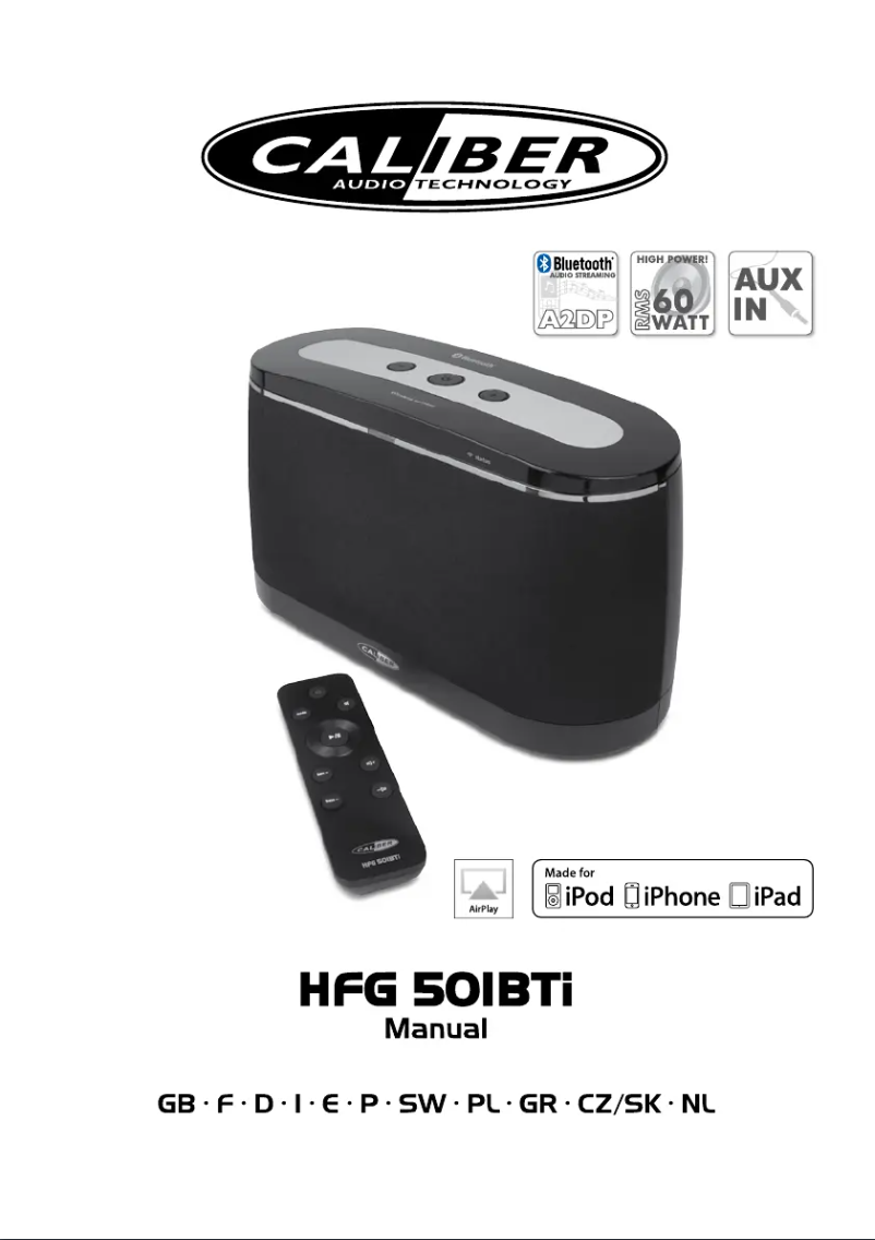 Page 1 de la notice Manuel utilisateur Caliber HFG 501BTI