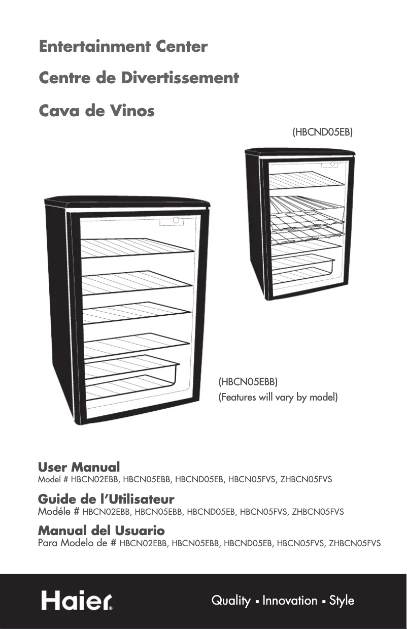 Page 1 de la notice Manuel utilisateur Haier HBCN02EB