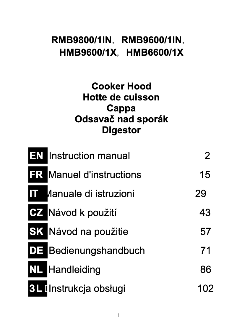 Page n°1 - Manuel utilisateur Rosieres RMB 9600/1 IN