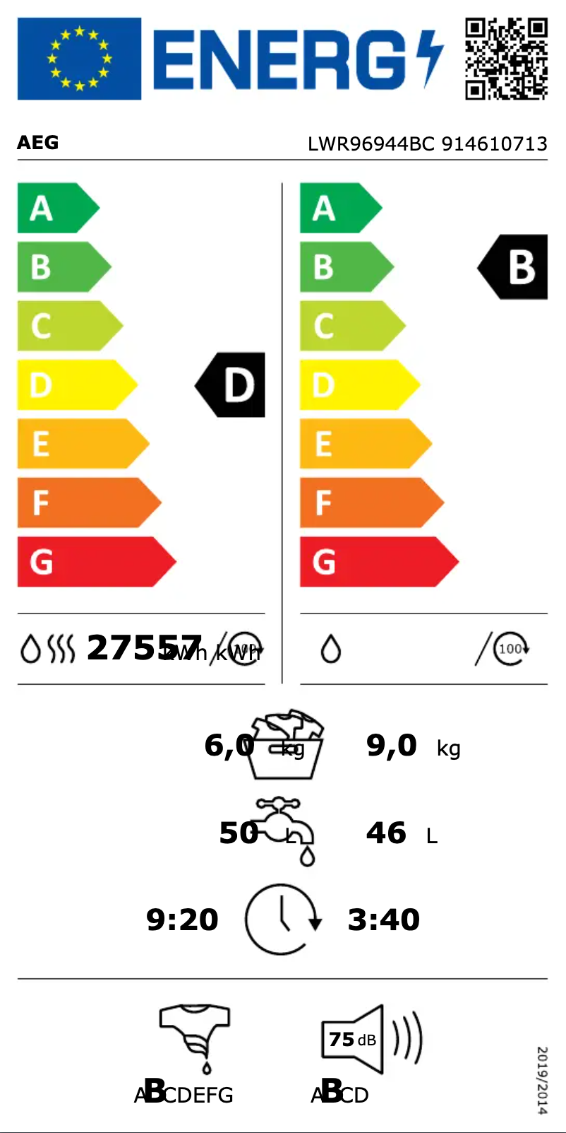 Page n°1 - Manuel utilisateur AEG LWR96944BC