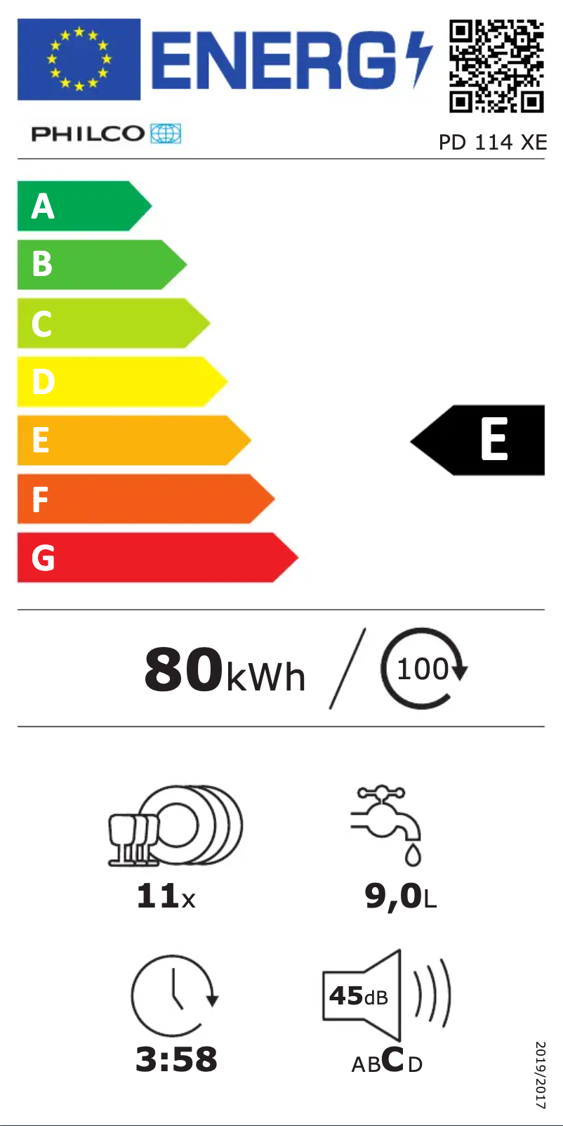Page n°1 - Label énergétique Philco PD 114 XE