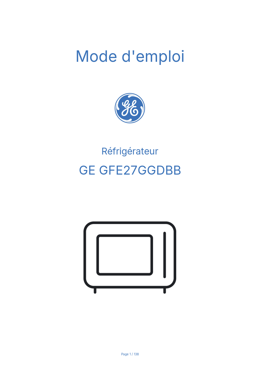 Page n°1 - Mode d'emploi GE GFE27GGDBB