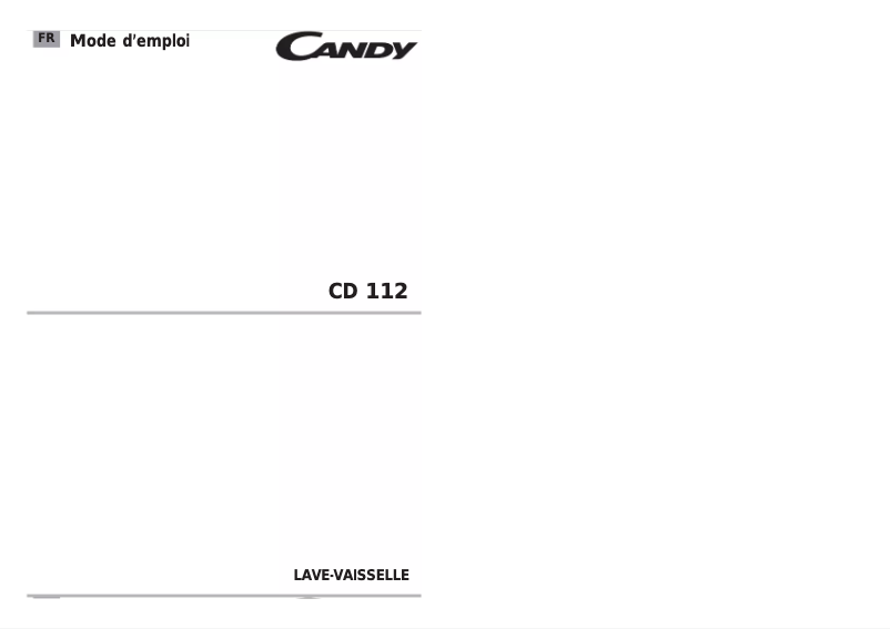 Page 1 de la notice Manuel utilisateur Candy CD 112-41S