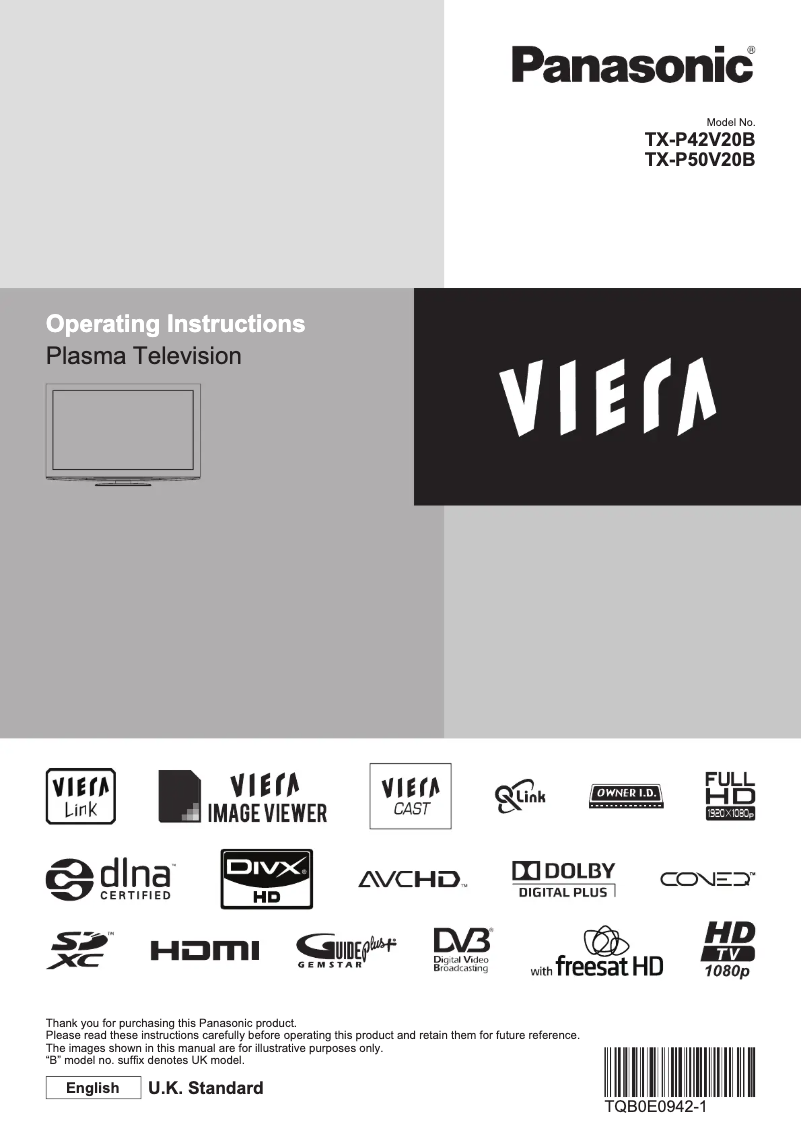 Página 1 del manual Manual de usuario Panasonic Viera TX-P50V20