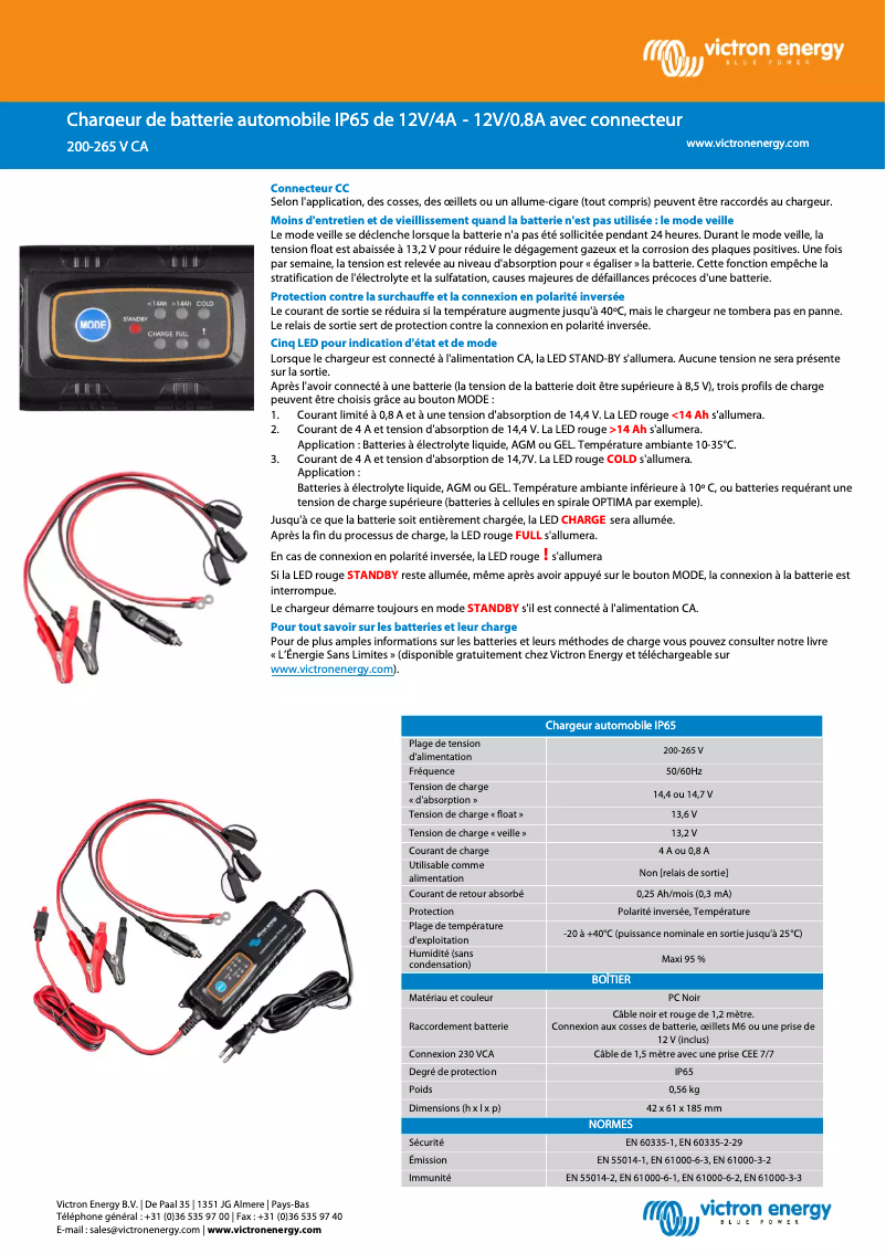Page n°1 - Fiche technique Victron Energy Automotive IP65