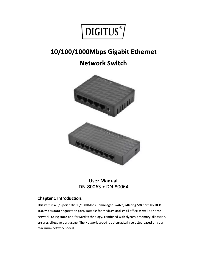 Image de la première page du manuel de l'appareil DN-80064
