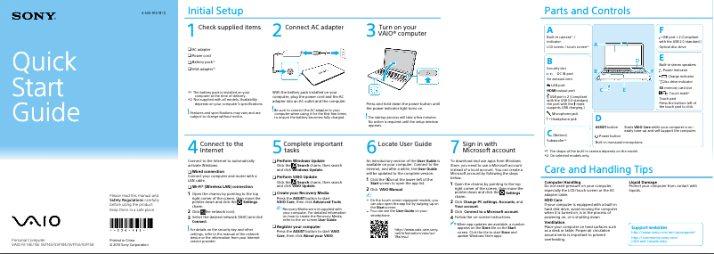 Image de la première page du manuel de l'appareil Vaio Fit 15 SVF15324CXW