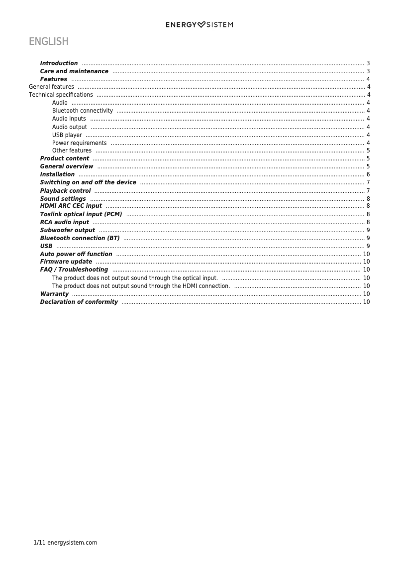 Página 1 del manual Manual de usuario Energy Sistem Studio Monitor 4 Hi Fi