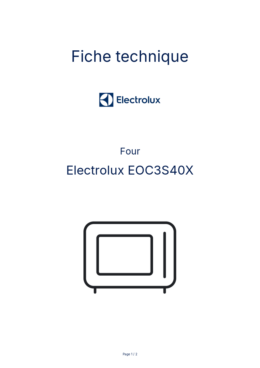 Page n°1 - Fiche technique Electrolux EOC3S40X